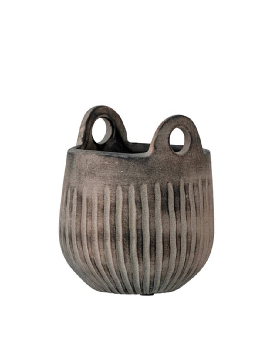 Bloomingville Lagos Grey Ceramic Striped Flowerpot