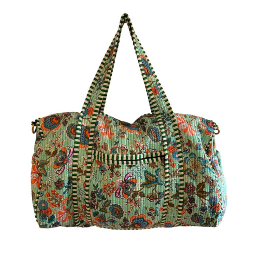 Behotribe  &  Nekewlam Duffle Bag Block Print Green Floral