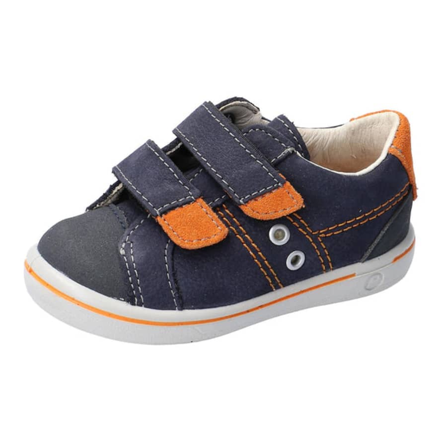 Ricosta Nippy Leather Trainers (navy/orange) 22 Only!