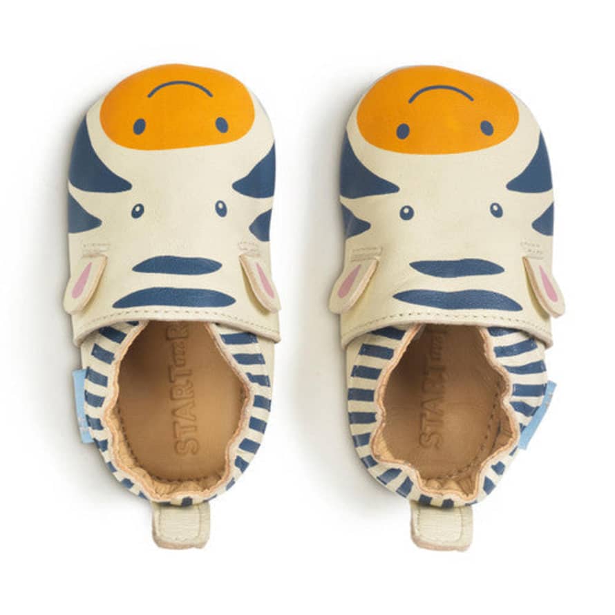 Start-rite : Fable Leather Moccasins - Zebra / Cream Leather