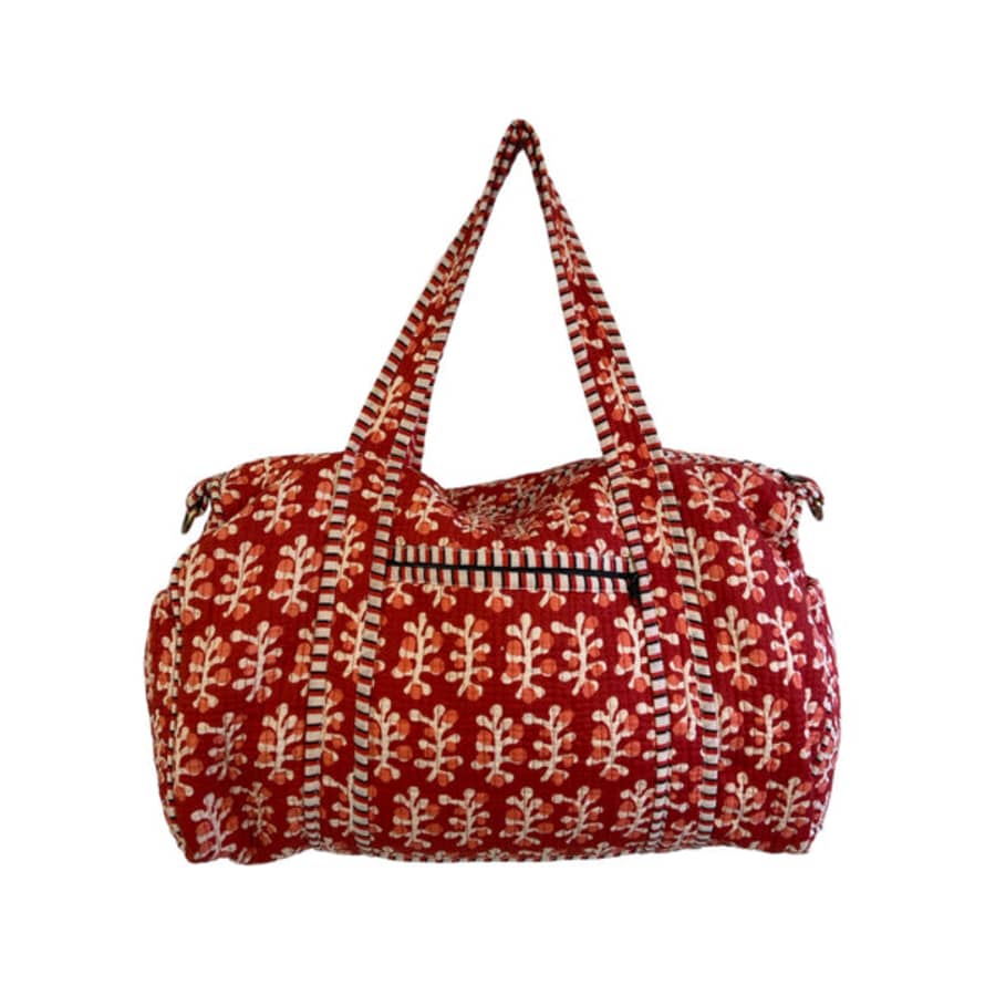 Behotribe  &  Nekewlam Duffle Bag Block Print Red Coral