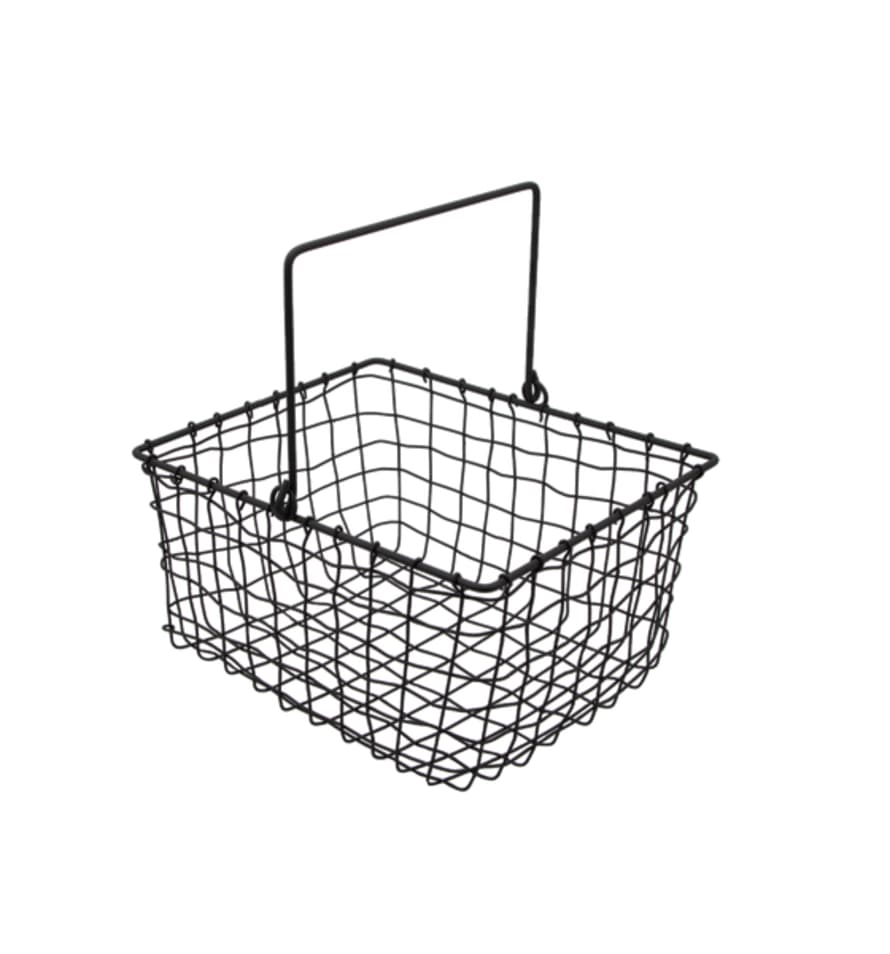 Fog Linen Work Woven Wire Storage Basket With Handle