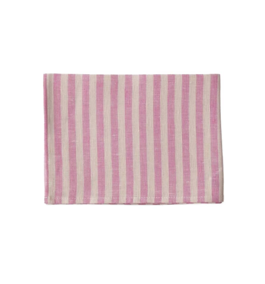 Fog Linen Work Michele Linen Kitchen Cloth, Beige & Pink Stripe