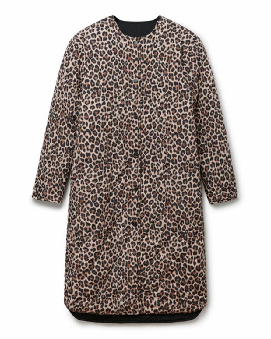 Indi+Will Reversible Longline Padded Coat In Leopard Print And Black