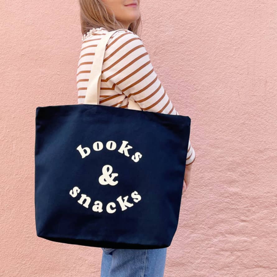 Alphabet Bags : Navy Books & Snacks Bag