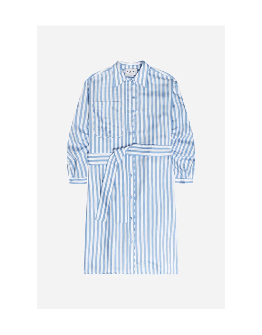 Munthe Munthe Mateo Stripe Shirt Dress With Belt Size: 10, Col: Blue/white