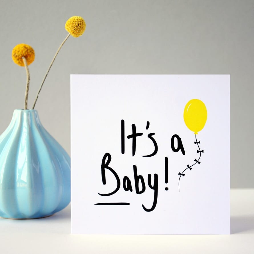 Fiona Clabon It's a Baby Yellow Balloon Card