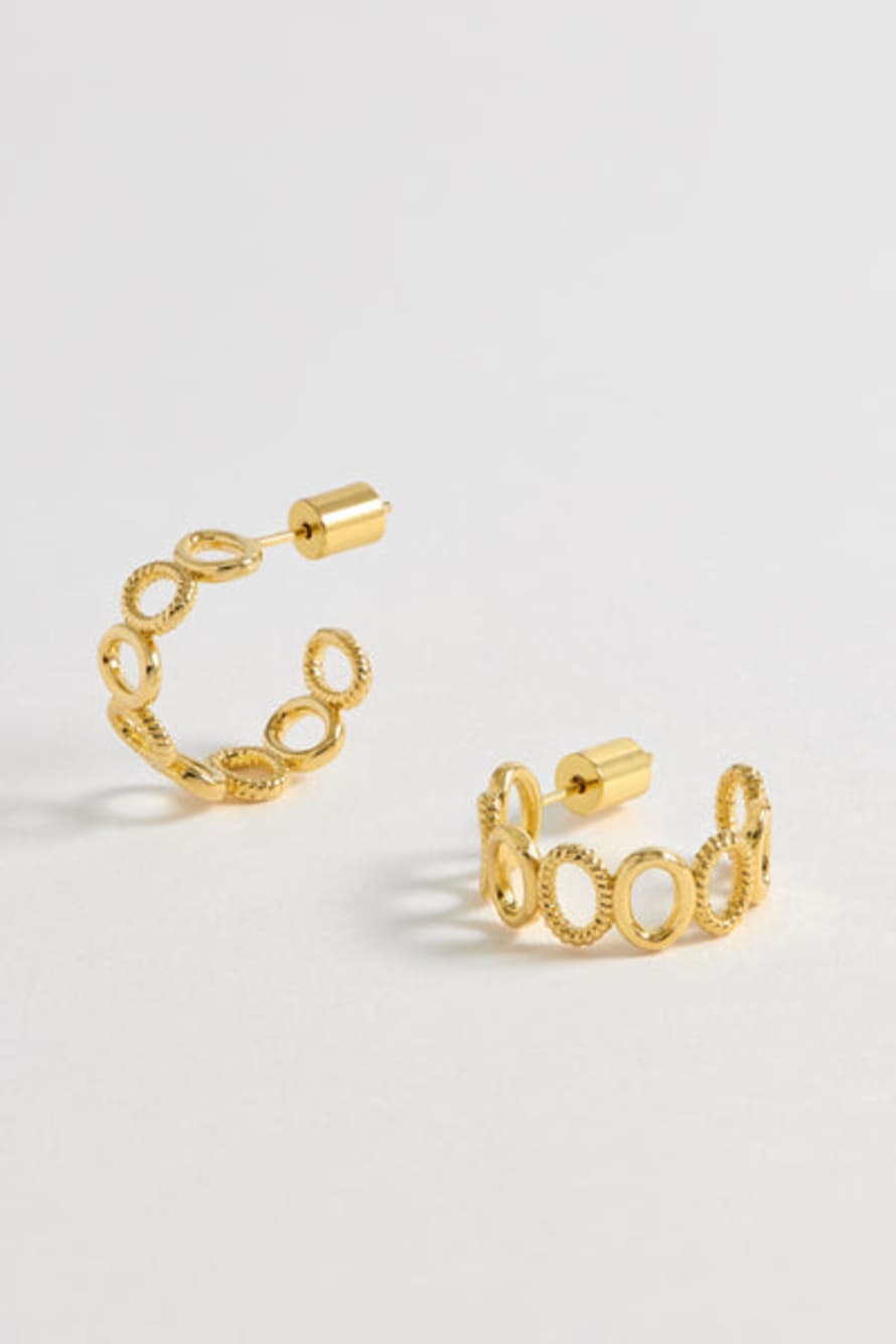 Estella Bartlett  Multi Textured Stacked Oval Hoops - Gold Plated