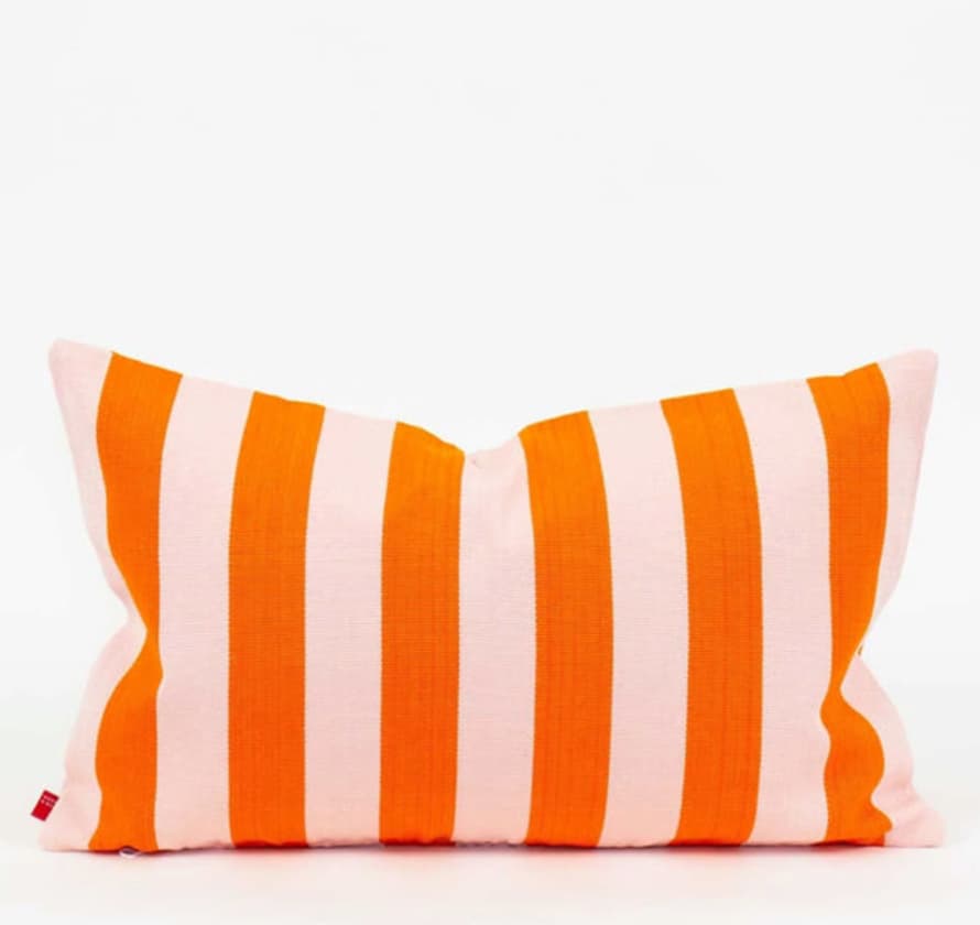 Afroart Pink And Orange Stripy Cushion