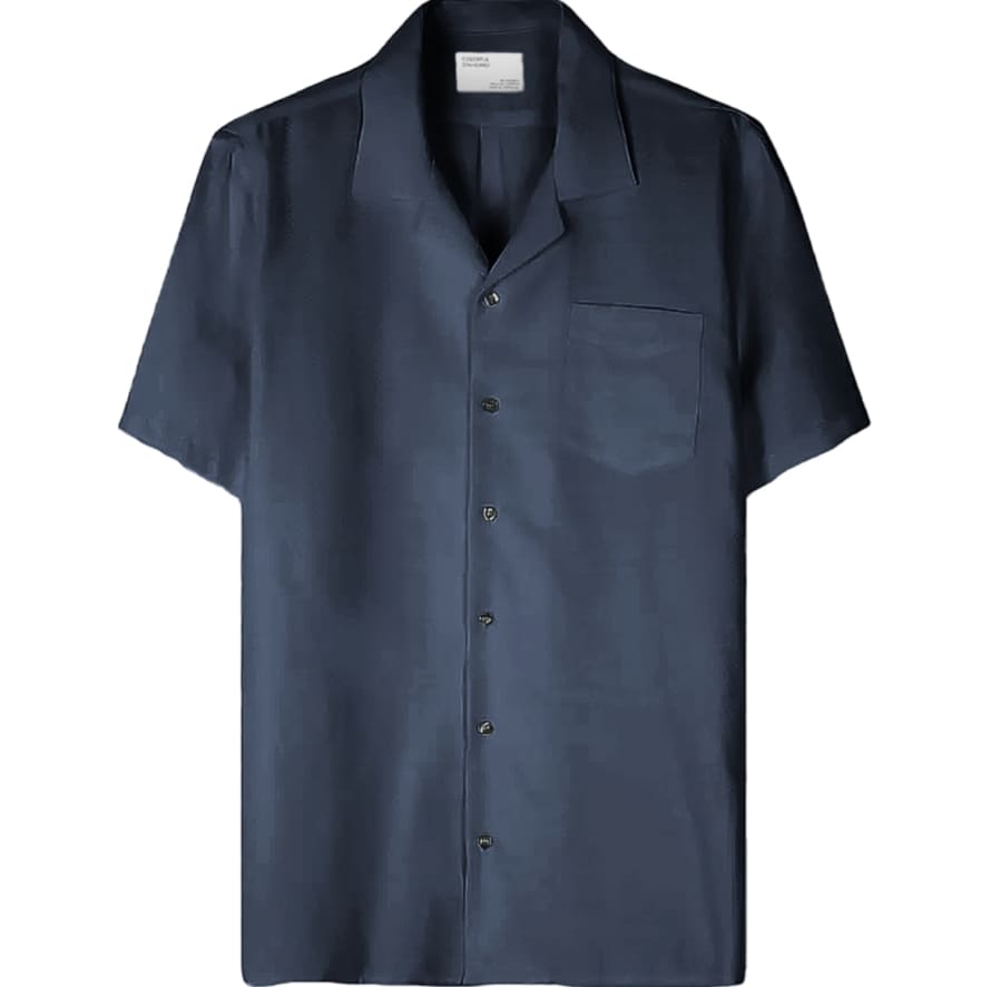 Colorful Standard CS4009 Linen Short Sleeved Shirt Petrol Blue