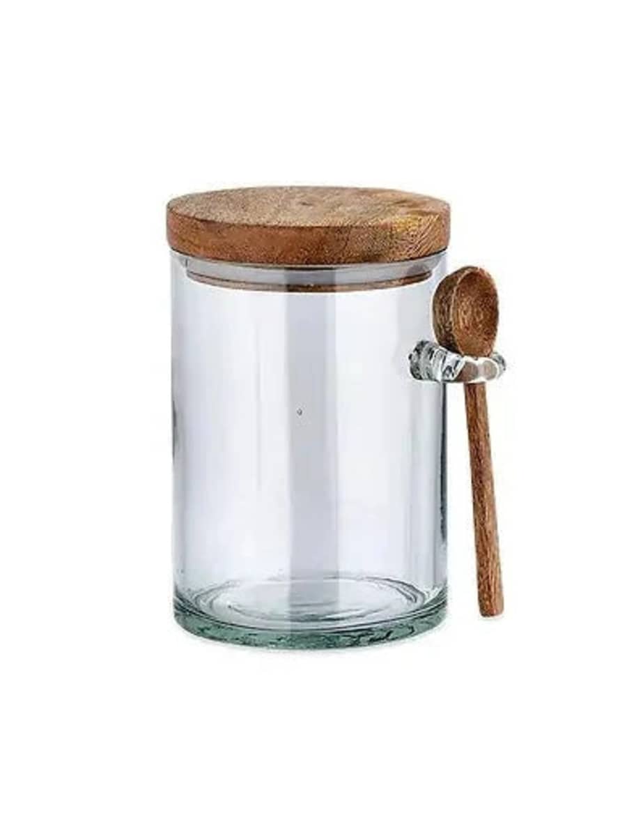 Nkuku Kossi Mango Wood & Glass Storage Jar - Small