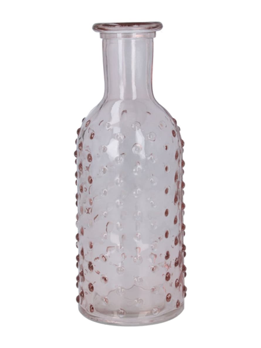 Gisela Graham Pink Dimple Glass Bottle Vase
