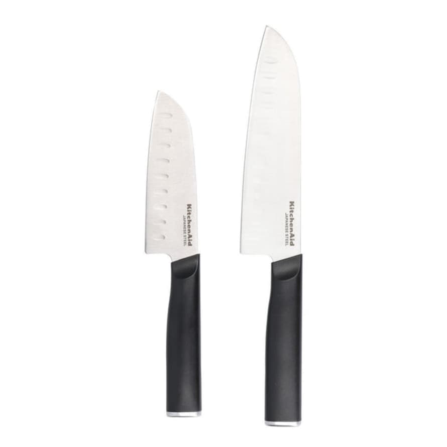 Distinctly Living Kitchenaid Classic Santoku Set, 2 High-carbon Scalloped Japanese Steel Knives