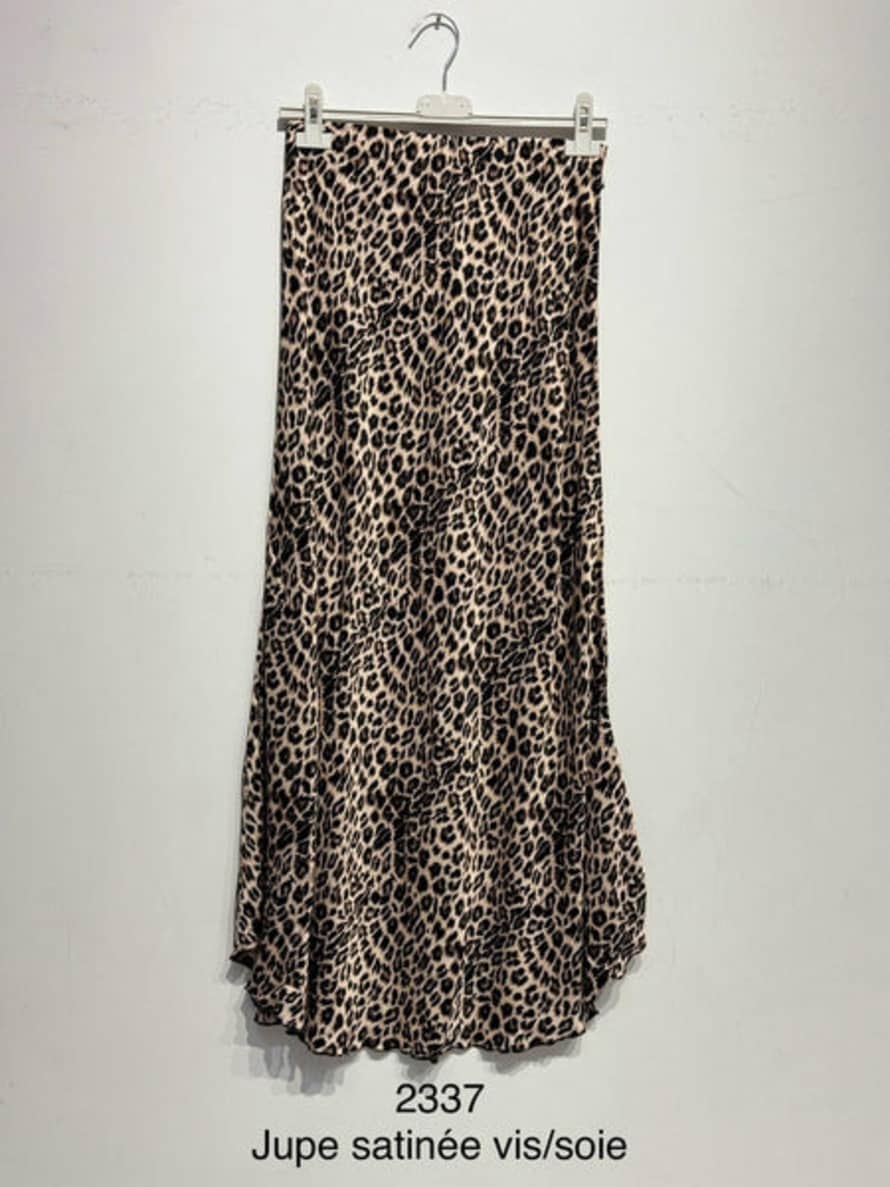 Anorak Noeline Leopard Print Maxi Skirt Satin One Size