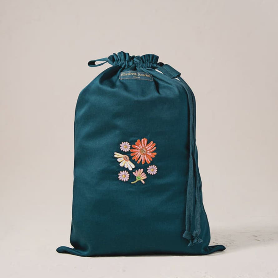 Elizabeth Scarlett Wildflower Laundry Bag Rich Blue Cotton