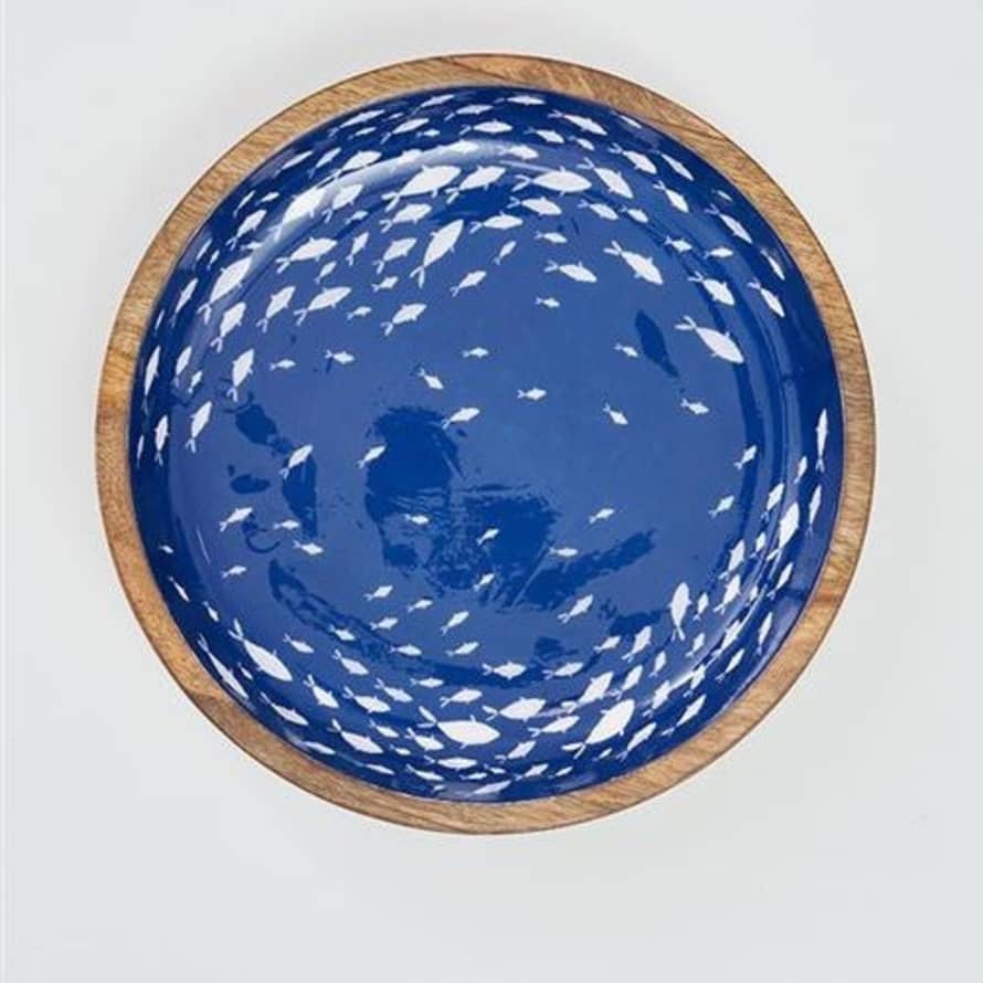 Distinctly Living Blue Wooden Fish Bowl
