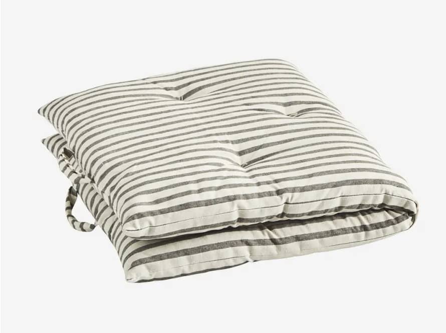 Madam Stoltz Printed Cotton Mattress | Striped Off White/Grey