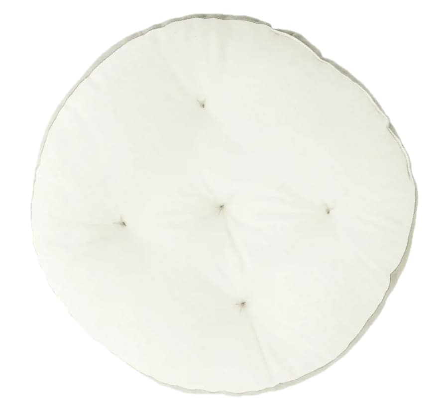 Madam Stoltz Off White and Taupe Round Cotton Chair Pad