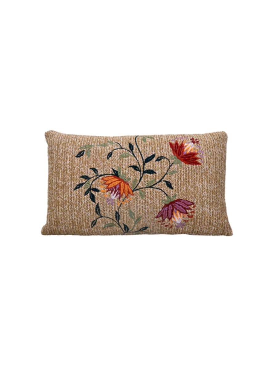 Gisela Graham Embroidered Floral Polly Straw Cushion