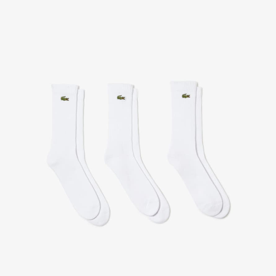 Lacoste Pack of 3 White High Cut Sports Socks 