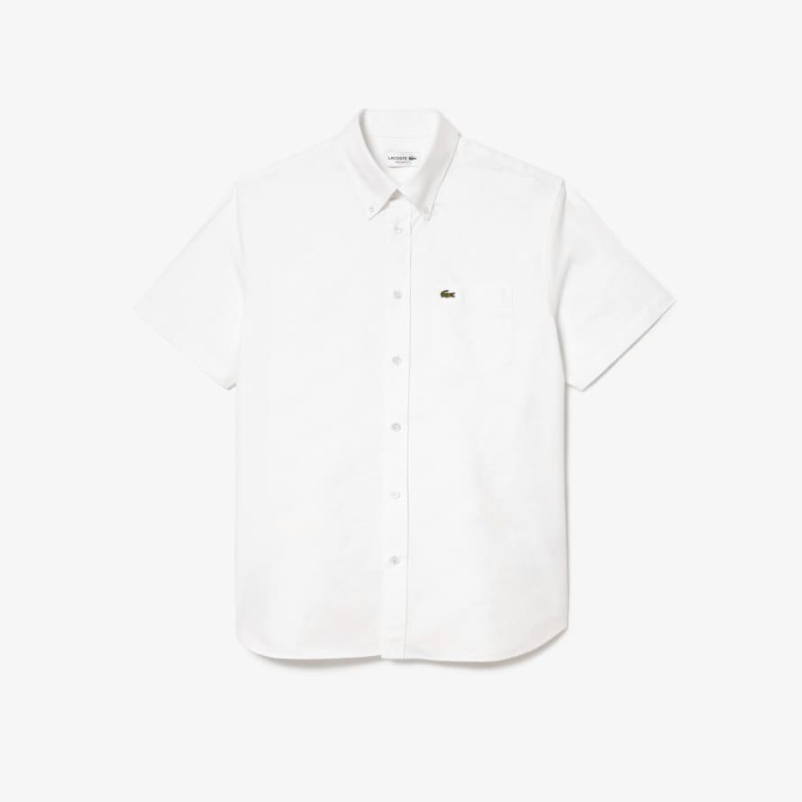 Lacoste White Regular Fit Short Sleeve Oxford Shirt 