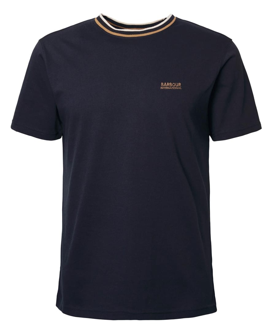 Barbour Black Buxton Logo Printed Tipped T Shirt