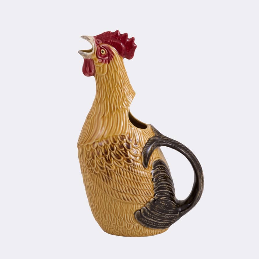 Bordallo Pinheiro Handpainted Naturalistic Rooster Ceramic Jug