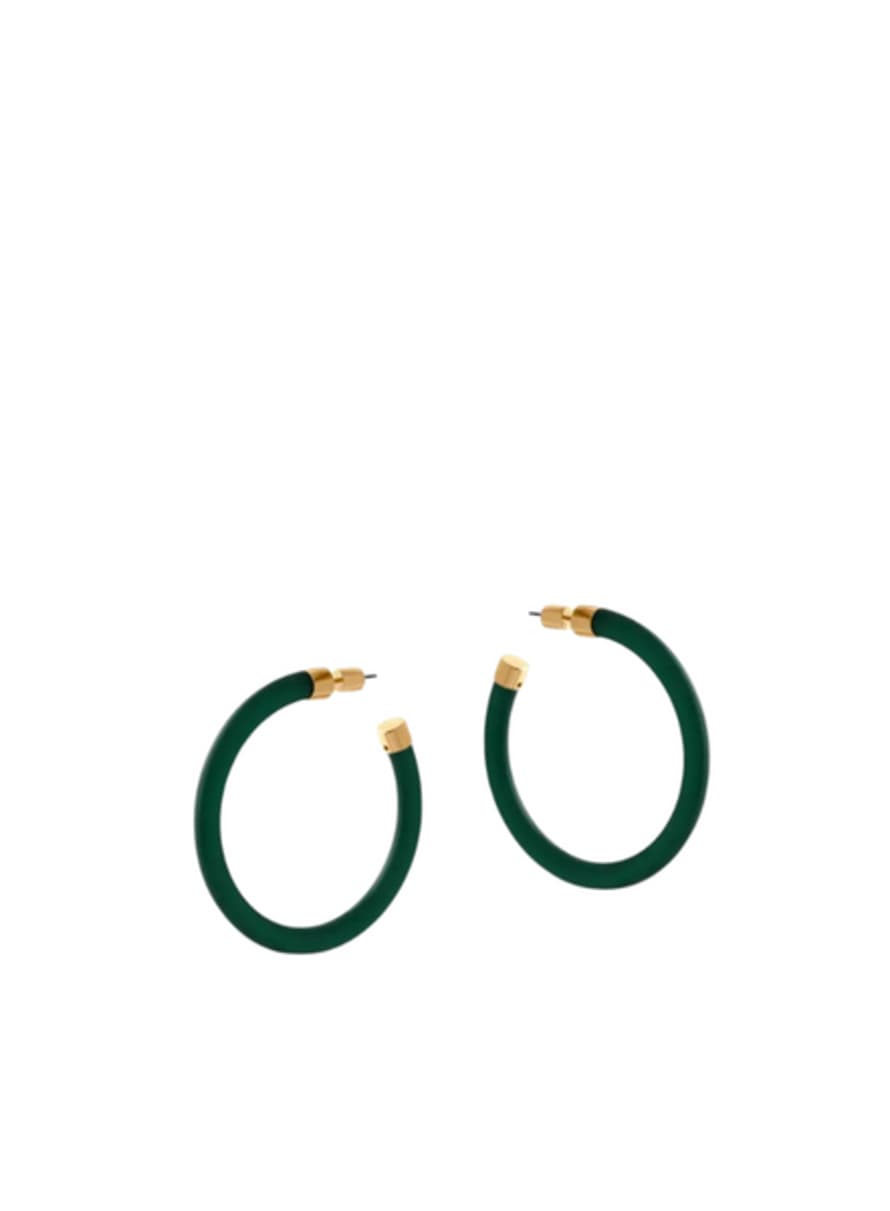 Big Metal Isabella Resin And Metal Hoop Earrings In Green From Big Metal