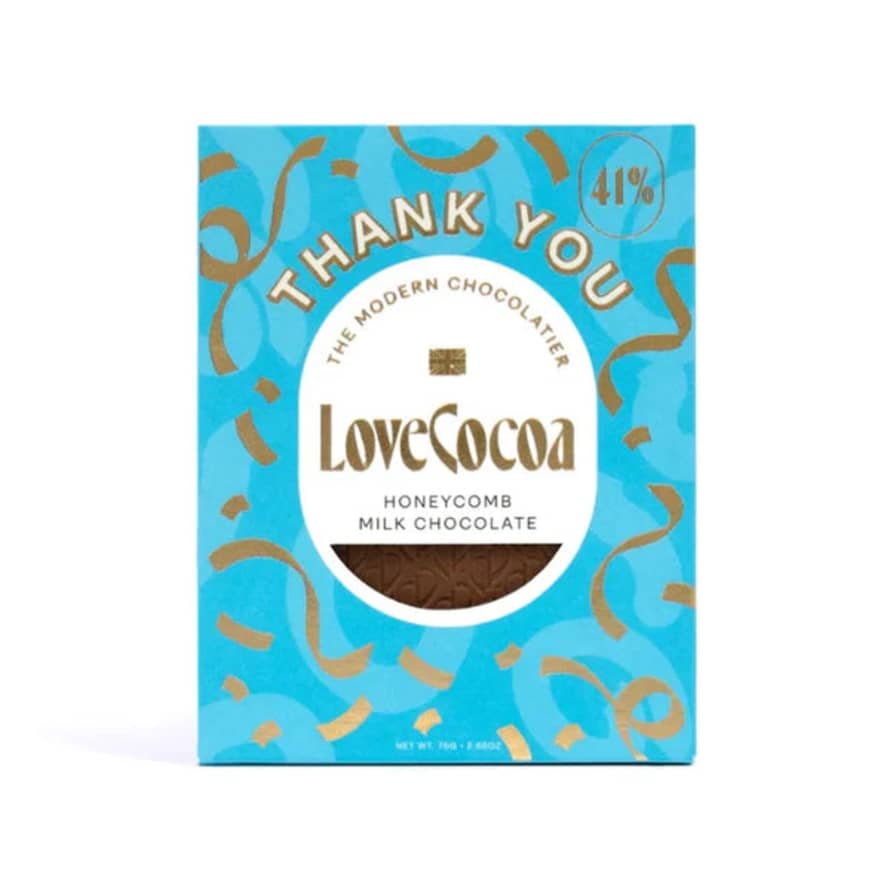 Love Cocoa 75g Milk Honeycomb 'thank You' Bar
