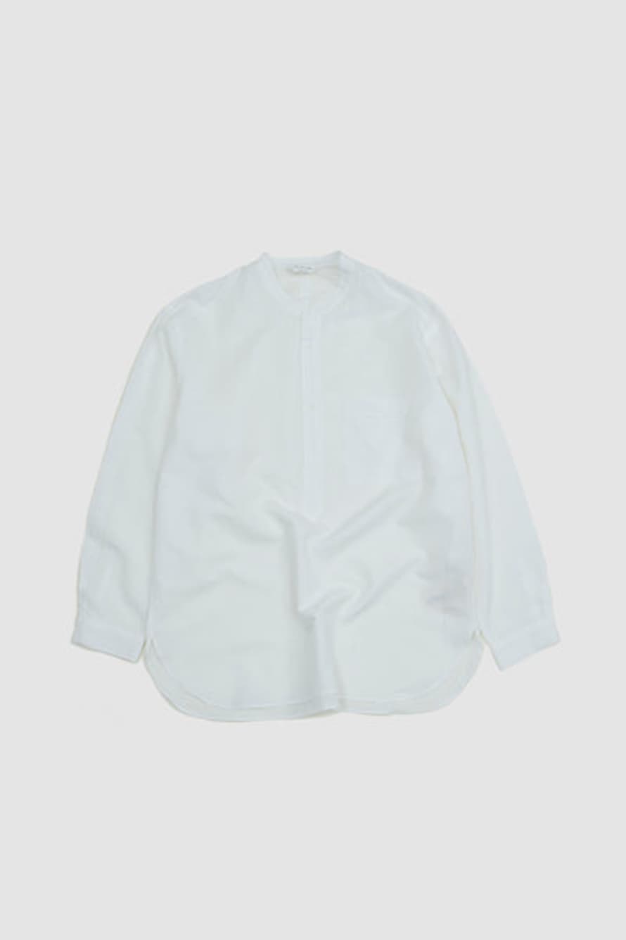 Still By Hand Band Collar Pullover Shirt White