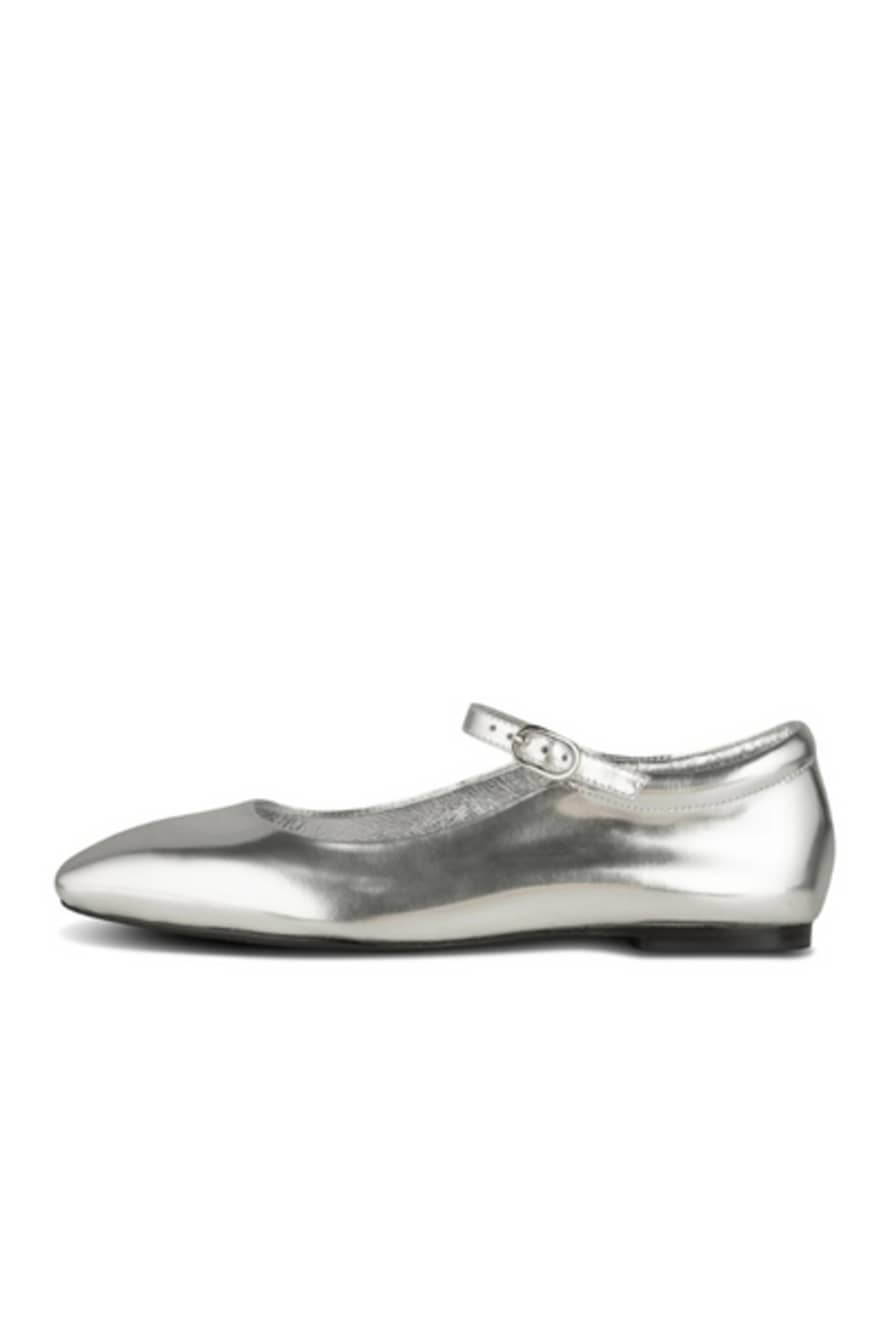 Shoe The Bear Maya Ballerina Leather Shoe - Silver Metallic