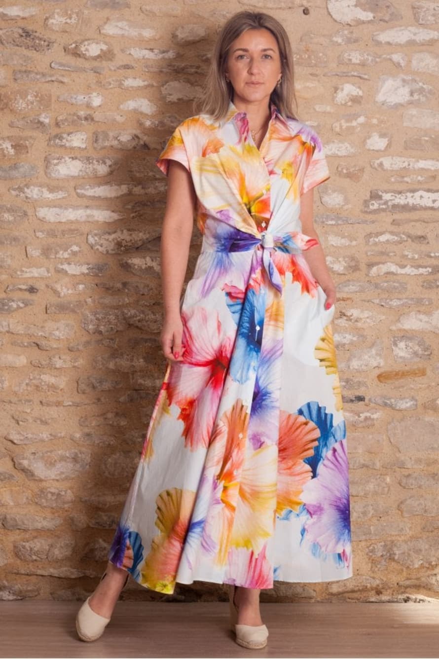 Sara Roka Draetra Dress In Aqua Floral