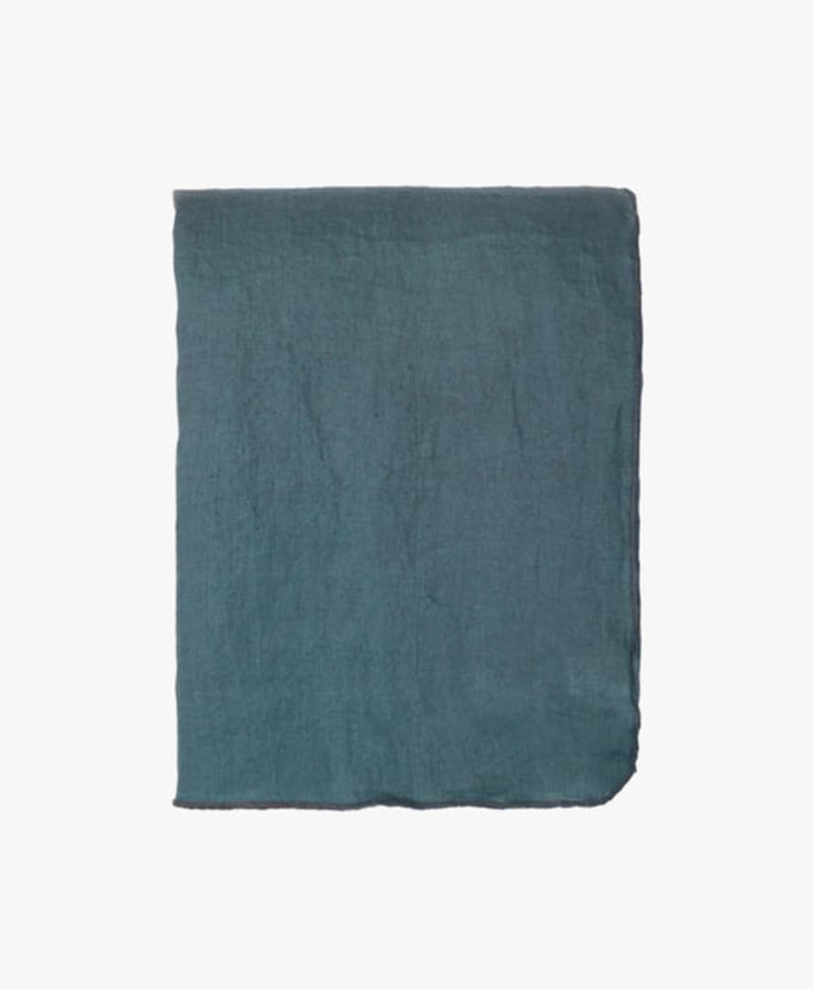 Broste Copenhagen Gracie Linen Tablecloth - Blue Petrol
