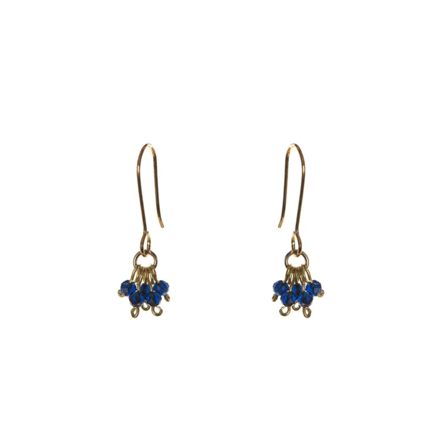 Just Trade  Elizabeth Beaded Drop Earrings - Small Navy Blue 