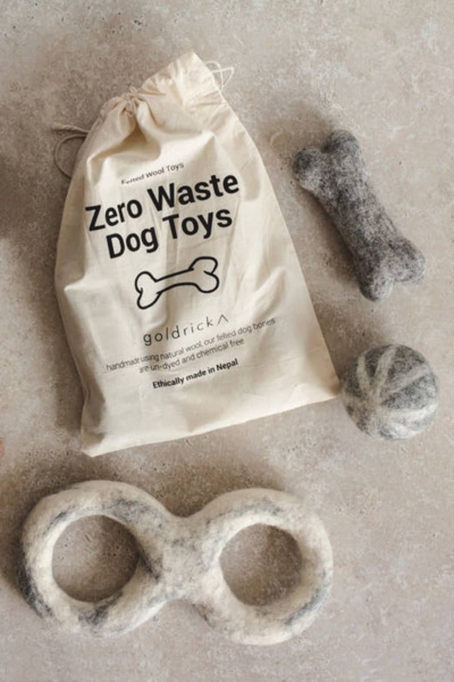 Goldrick Set of 3 Zero Waste Sustainable Wool Dog Toy 