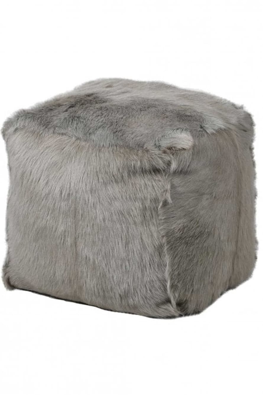 The Home Collection Grey Goat Fur Pouf