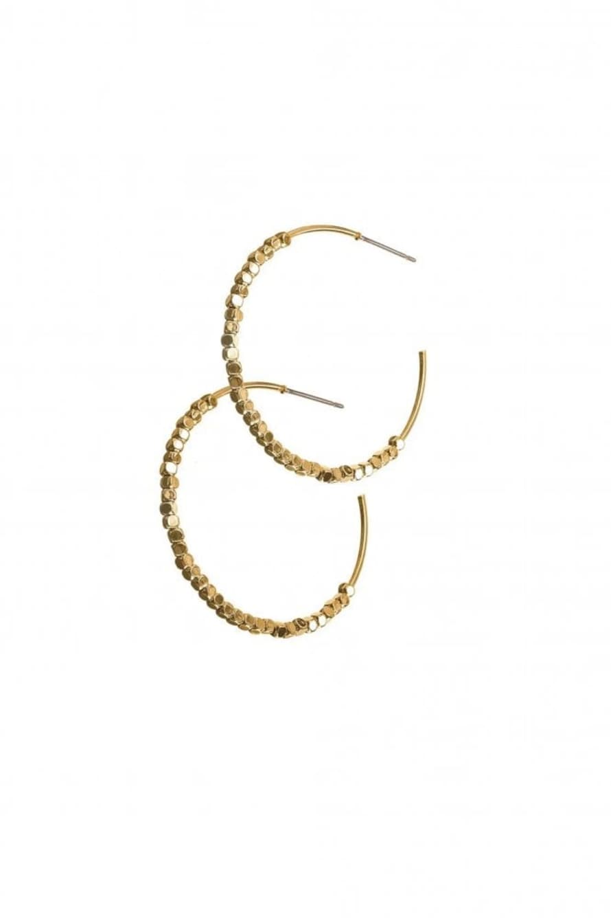 Hot Tomato Beaded Shimmer Hoops In Gold