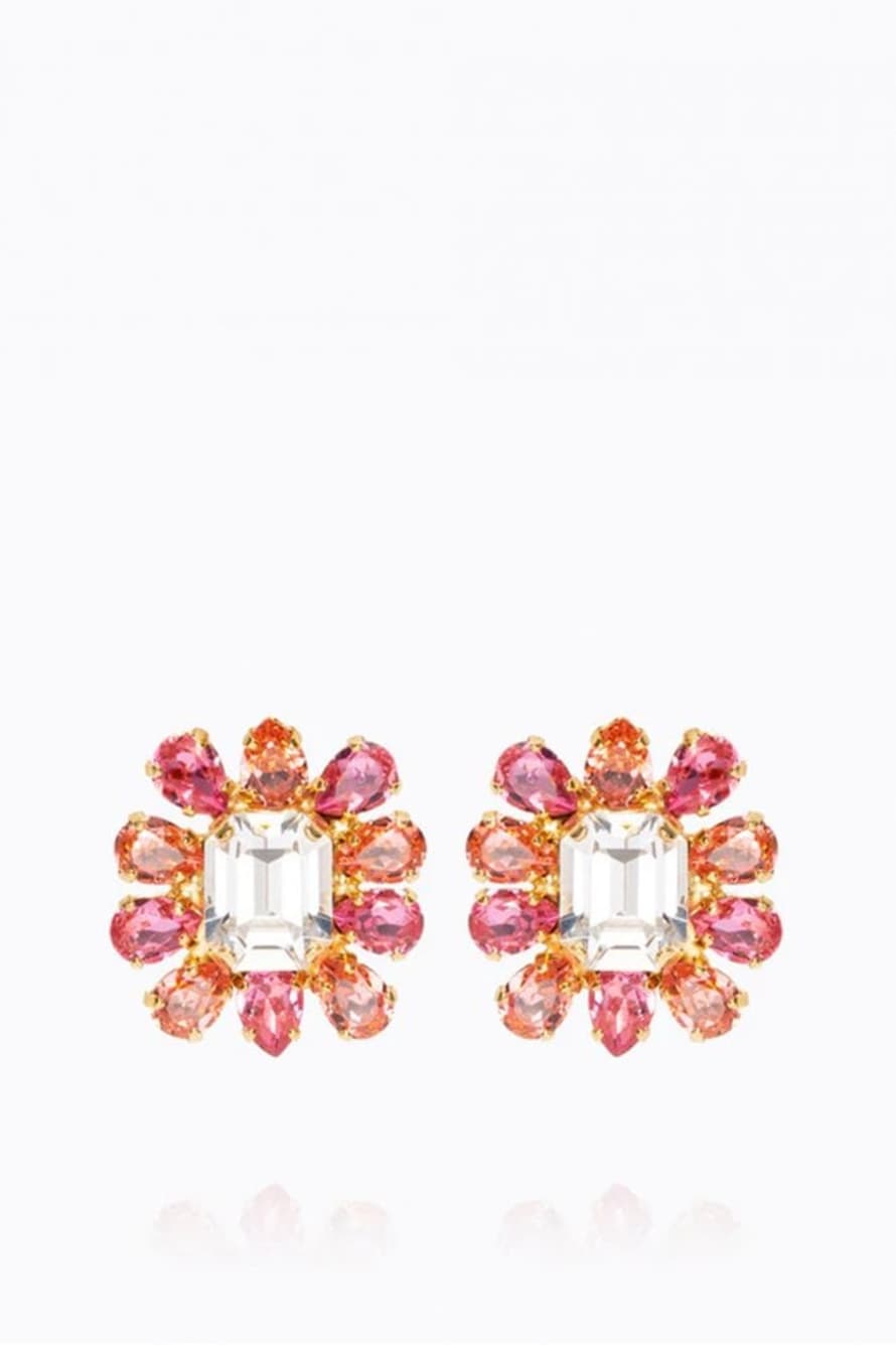 Caroline Svedbom Peony Earrings In Coral Combo