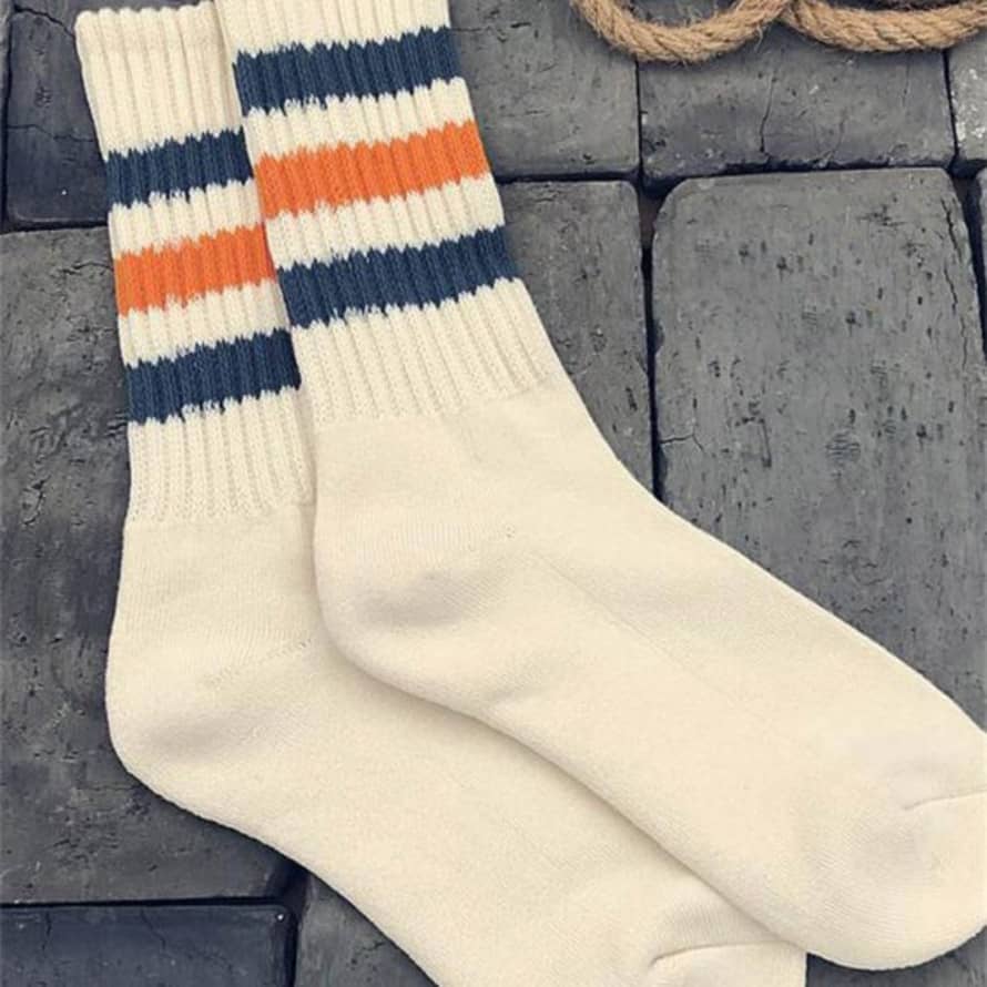 Withgreens High-Top Retro Blue Orange Men's Socks