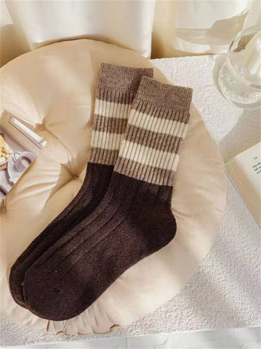 Withgreens Brown Versatile Retro Socks