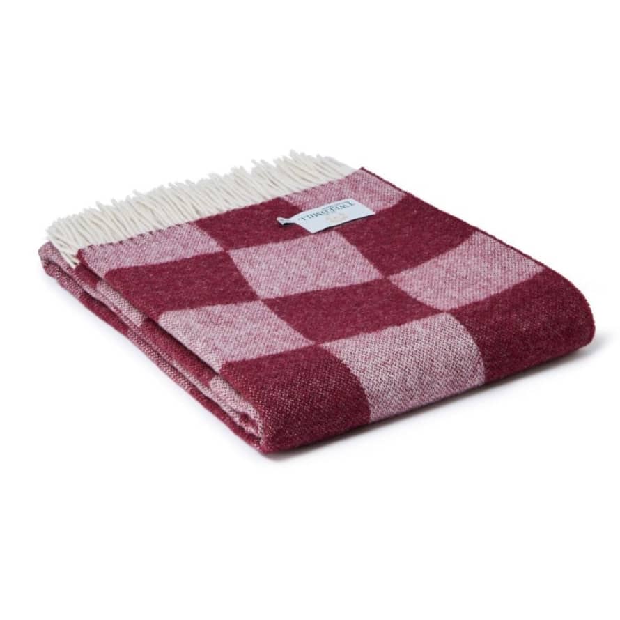 Tweedmill Textiles Pure New Wool Bijou Checkerboard Throw | Chilli