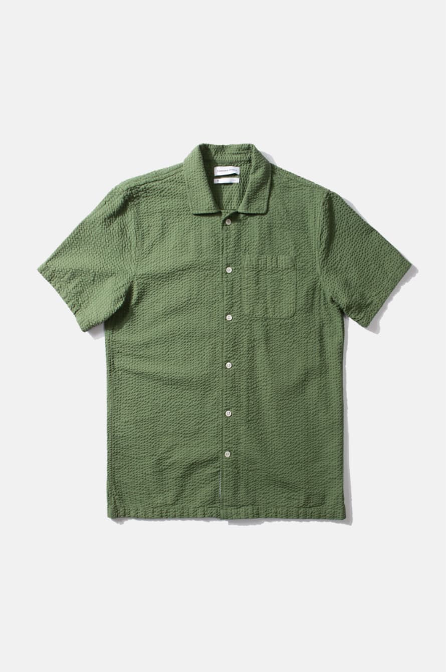 Edmmond Studio Khaki Short Sleeve Seersucker Shirt