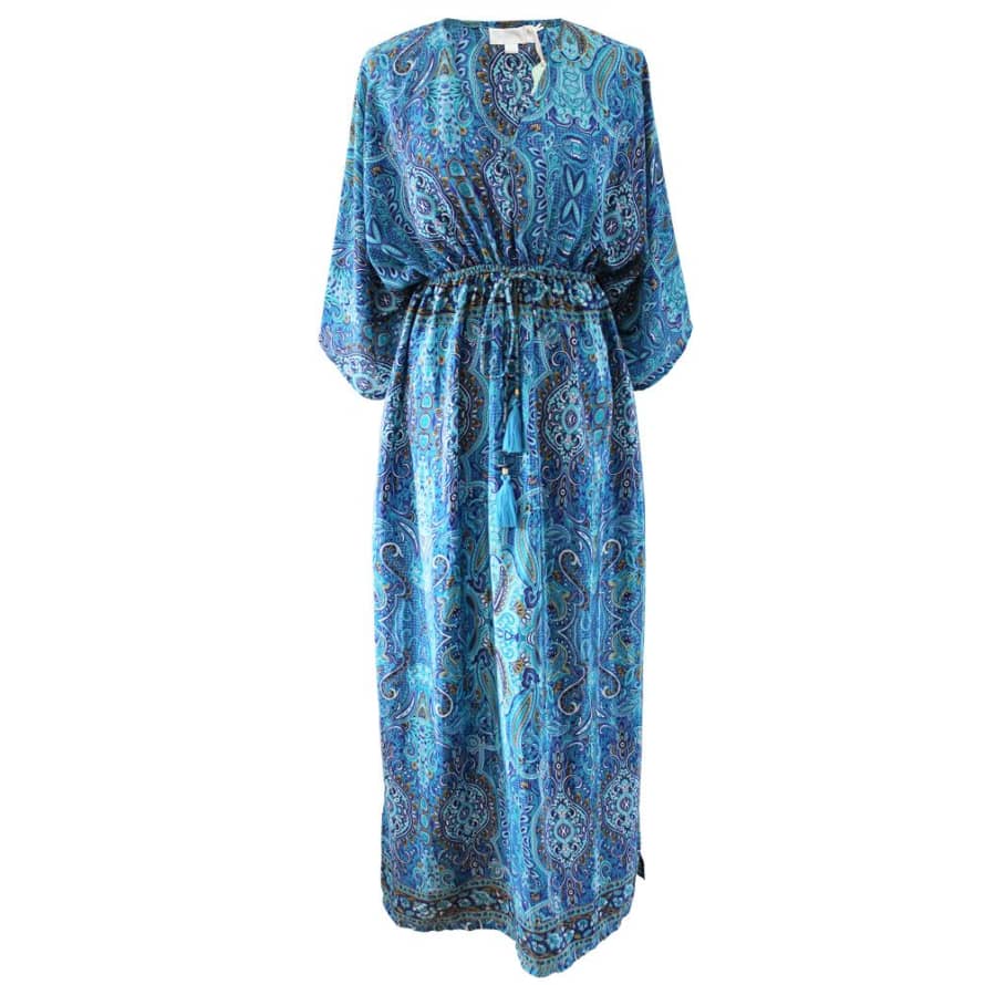 Powell Craft 'Alanna' Blue Paisley Batwing Dress