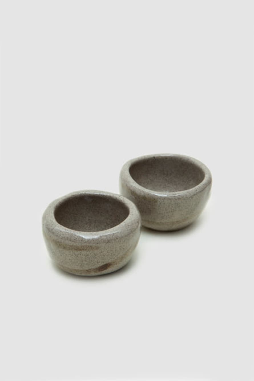 Cristaseya Anaphi Ceramic Set of 2 Cups Khaki/Brown Stripes