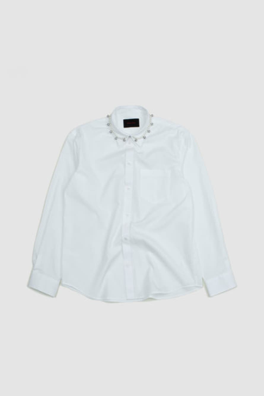Simone Rocha Beaded Bell Classic Fit Shirt White/Pearl