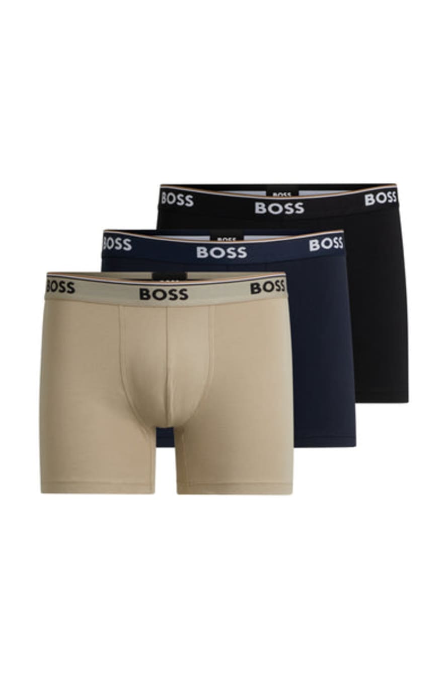 Hugo Boss 3-Pack of Stretch Cotton Boxer Briefs with Logo Waistbands 50514926 972