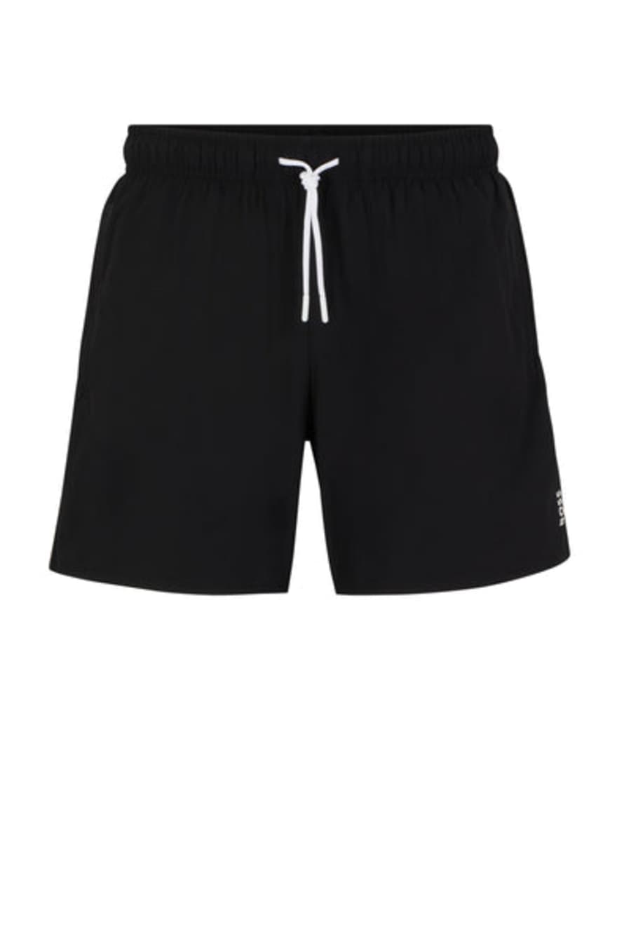 Hugo Boss Iconic Swim Shorts with Stripe Detail In Black 50491594 001