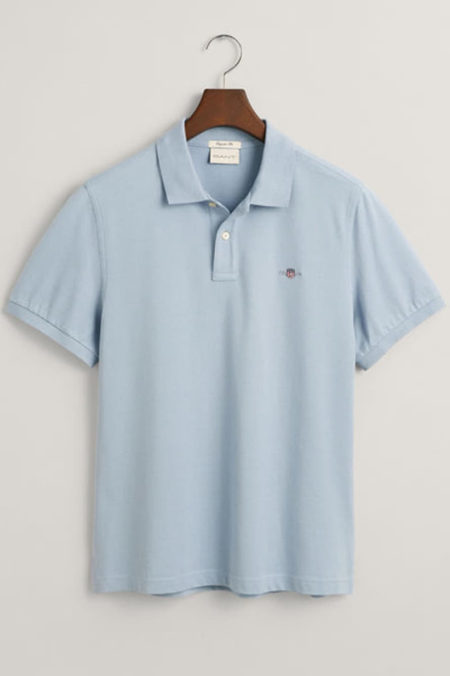 Gant Regular Fit Shield Piqué Polo Shirt In Dove Blue 2210 474