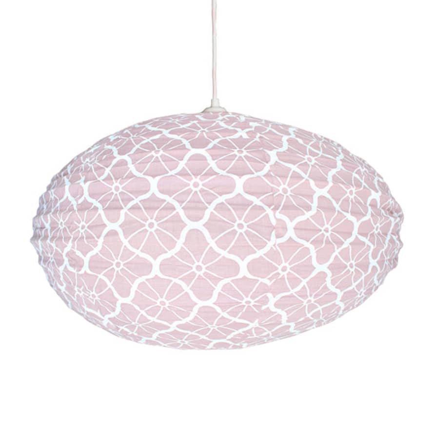 Curiouser and Curiouser Small 60cm Cream & Plaster Pink Lotus Cotton Pendant Lampshade