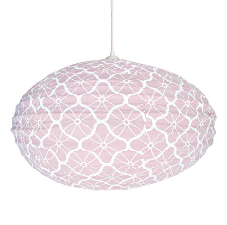 Curiouser and Curiouser Large 80cm Cream & Plaster Pink Lotus Cotton Pendant Lampshade